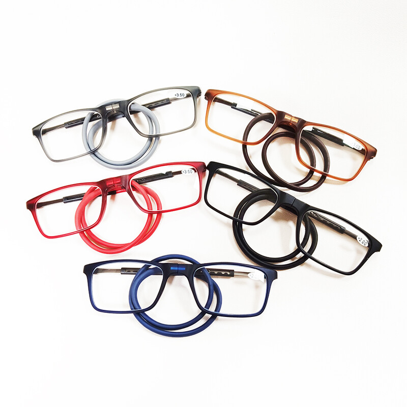 Új mágneses akasztó nyakú TR90 olvasószemüveg férfi női antikék fény hordozható ultrakönnyű számítógépes szemüveg kerek váz