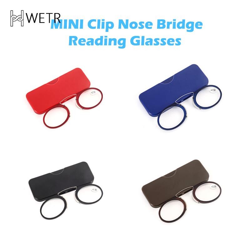 Ochelari de citire pentru podul nasului MINI Clip pentru telefon 1,0 până la 3,5 Ochelari portabili pentru prezbiocie cu carcasă