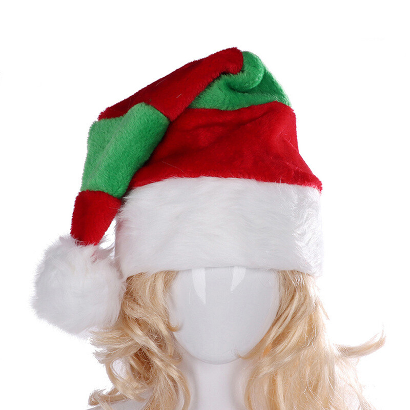 2025 Vadonatúj piros és zöld karácsonyi sapka felnőtt gyerekeknek karácsonyi díszek hosszú plüss rövid plüss díszes piros-fehér