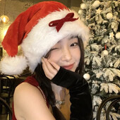 Nauja lanko pliušinė kalėdinė kepurė suaugusiems, raudona juoda kalėdinė skrybėlė moterims, Kalėdų senelis, kosmetikos reikmenys, žieminės kepuraitės „pasidaryk pats“ Kalėdų vakarėlio dekoro dovana