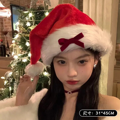 Nauja lanko pliušinė kalėdinė kepurė suaugusiems, raudona juoda kalėdinė skrybėlė moterims, Kalėdų senelis, kosmetikos reikmenys, žieminės kepuraitės „pasidaryk pats“ Kalėdų vakarėlio dekoro dovana