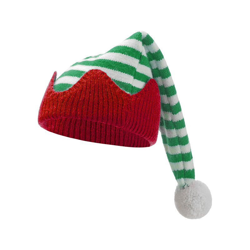 Felnőtt gyerekek karácsonyi kötött sapka, puha elasztikus könnyű csíkos sapka meleg téli sapka fesztiválpartihoz