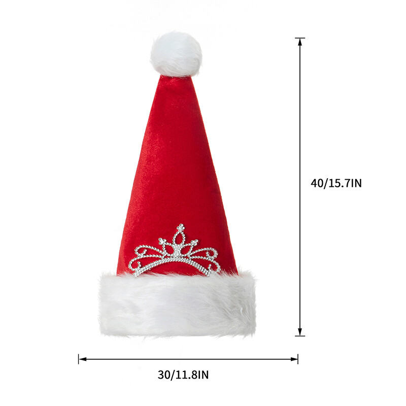 Plüss Mikulás sapkák Bolyhos partisapka Tiara hercegnővel, téli meleg sapkák Karácsonyi sapkák nőknek