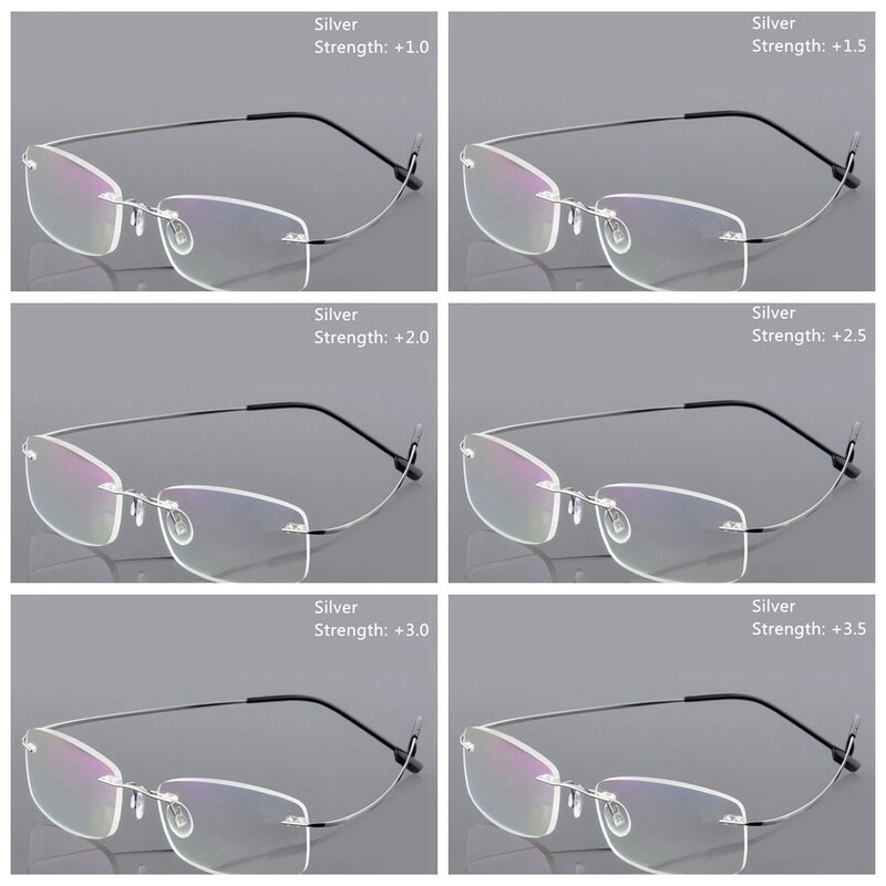 1PC Ultralake pravokutne naočale za čitanje bez okvira od titana Multifokalne Žene Muškarci Naočale bez okvira Snaga naočala +1,00~+3,5
