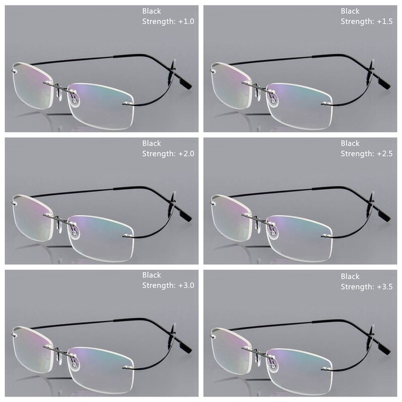 1PC Ultralake pravokutne naočale za čitanje bez okvira od titana Multifokalne Žene Muškarci Naočale bez okvira Snaga naočala +1,00~+3,5