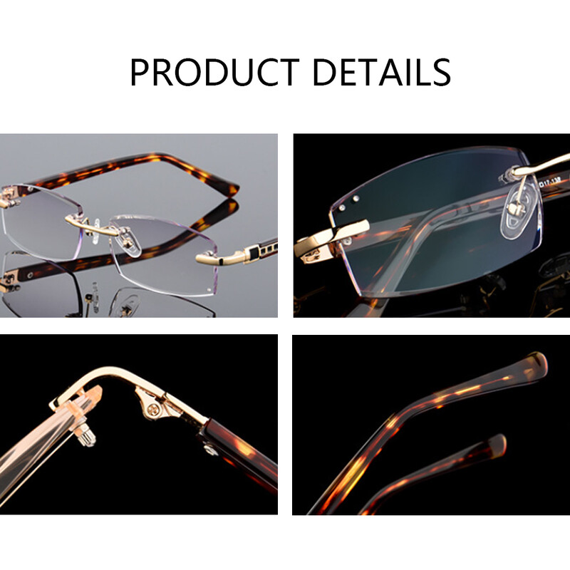 BEGREAT Luksusa dizaina lasīšanas brilles bez apmales dimanta griešanas rāmis vīriešiem sievietēm Presbiopija Pretzilas gaišas kvadrātveida lasīšanas brilles