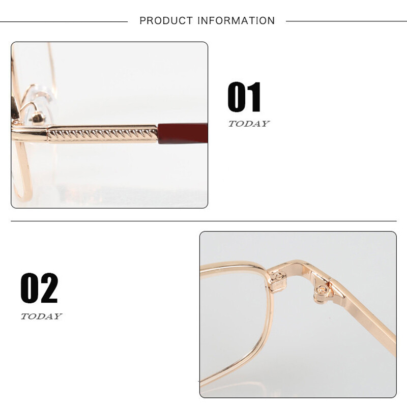 Vyrų skaitymo akiniai Metaliniai Presbyopia Stikliniai lęšiai Nuovargį mažinantys akiniai su 0 +0,5 0,75 1,0 1,25 1,5 1,75 2,0 2,5 2,75–6,0