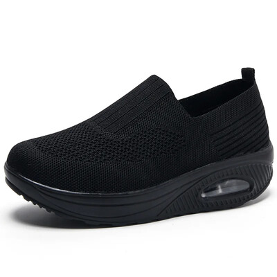 Moda pentru femei, talpă groasă, pernă de aer, toc înclinat înălțat, pantofi balansoar pentru femei, șosete sport ocazional, pantofi pentru femei