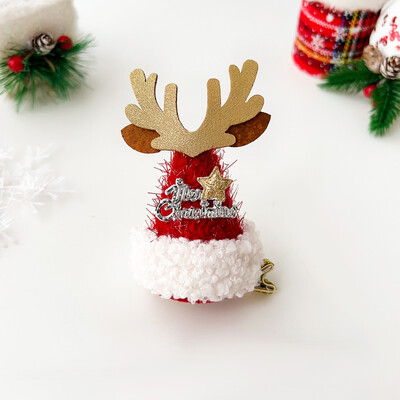 1 vnt Kalėdų suaugusiųjų vaikų plaukų segtukas Kalėdų Senelio kepurė Ragas Plaukų segtukas Kortelės puošniai papuošalai Plaukų aksesuarai Šventiniai galvos apdangalai