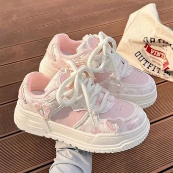 SHANPA Sweet Women Sneakers Pink Kawaii Design Модни дамски спортни обувки Сладки пачуърк Ежедневни дамски обувки в корейски стил