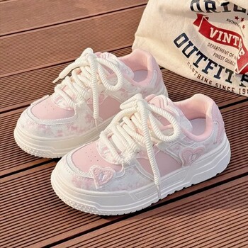 SHANPA Sweet Women Sneakers Pink Kawaii Design Модни дамски спортни обувки Сладки пачуърк Ежедневни дамски обувки в корейски стил