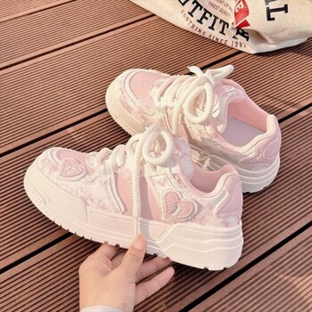 SHANPA Sweet Women Sneakers Pink Kawaii Design Модни дамски спортни обувки Сладки пачуърк Ежедневни дамски обувки в корейски стил