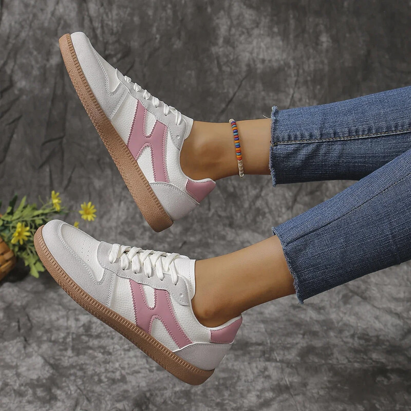 2024 Új rózsaszín női szabadidő és kényelmes cipők tavasszal ősszel Puha talpú bőr divatcipő sportcipők női tornacipők