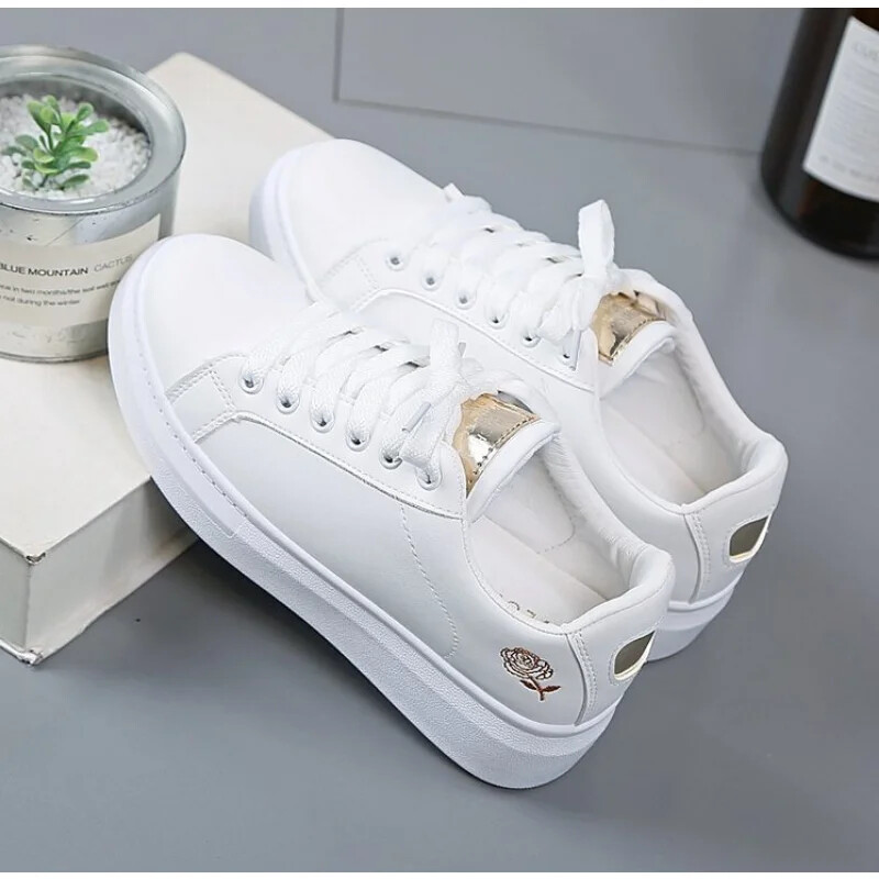 Tenis Feminino Pantofi albi cu șireturi Pantofi de damă din piele PU de culoare uni Pantofi de damă ocazional Pantofi sport (lichidare)