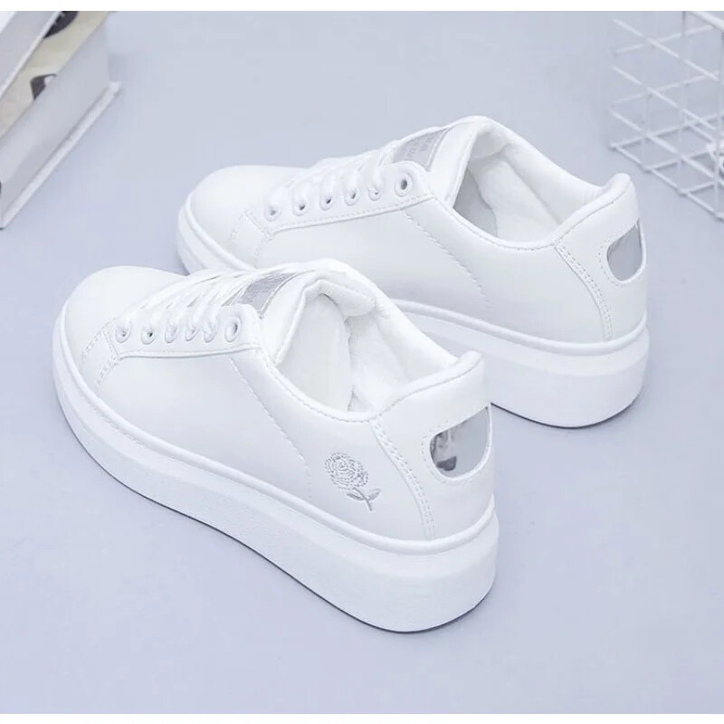 Tenis Feminino Pantofi albi cu șireturi Pantofi de damă din piele PU de culoare uni Pantofi de damă ocazional Pantofi sport (lichidare)