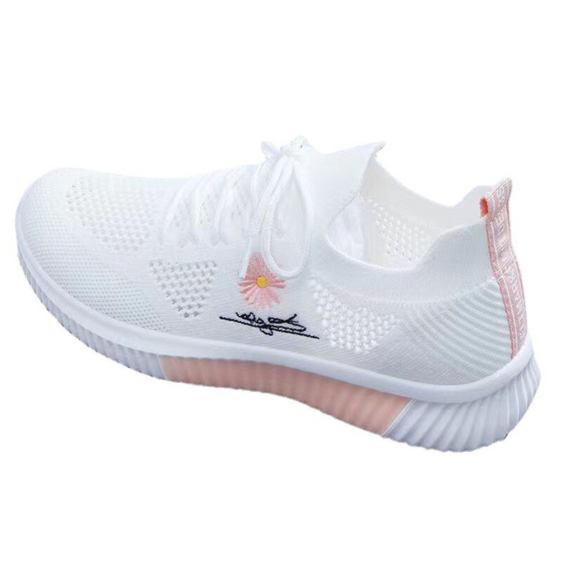 Női tornacipők tavaszi fehér légáteresztő sportcipők hálós sokoldalú nyári lapos üreges járás csúszásmentes női vulkanizált cipők