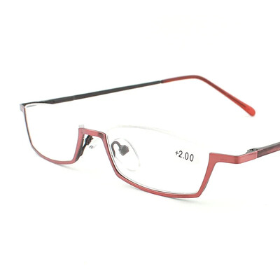 Maži pusiau rėmeliai vyriški skaitymo akiniai Moteriški spyruokliniai vyriai Receptiniai akiniai iš lydinio +1,0 1,5 2,0 2,5 3,0 3,5 4,0
