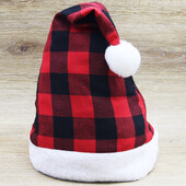 (1 vnt./maišelis)28cm Negabaritinė raudona languota medžiaginė kepurė Kalėdų šventei Vaikiškos kepuraitės Naujųjų metų atmosferos kambario dekoravimas