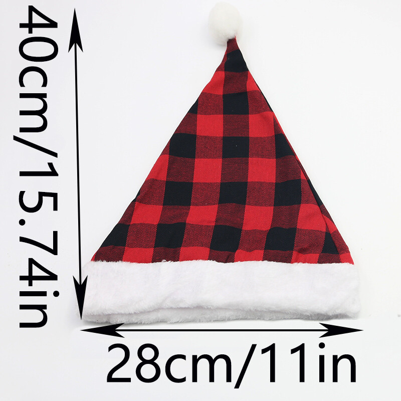 (1 vnt./maišelis)28cm Negabaritinė raudona languota medžiaginė kepurė Kalėdų šventei Vaikiškos kepuraitės Naujųjų metų atmosferos kambario dekoravimas