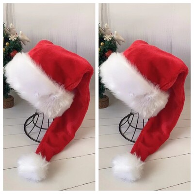 2 vnt Black Santa Hat - Adults Deluxe Black and White Kalėdų kalėdinių skrybėlių paketas