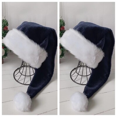 2 vnt Black Santa Hat - Adults Deluxe Black and White Kalėdų kalėdinių skrybėlių paketas