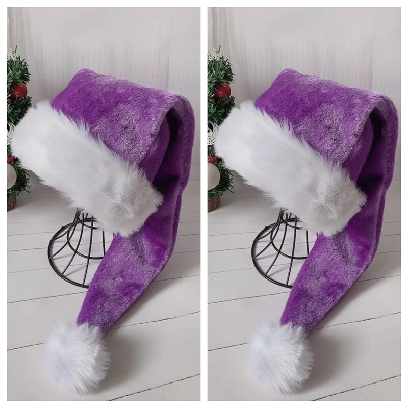 2 vnt Black Santa Hat - Adults Deluxe Black and White Kalėdų kalėdinių skrybėlių paketas