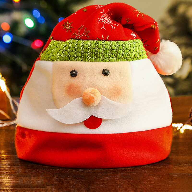 1vnt Kalėdų animacinių filmų pliušinė puošmena Kalėdų senelio kepurė, Kalėdų vakarėlio kepurė Animacinio filmo Sniego senelio briedžio meškos kepurė suaugusiems vaikams