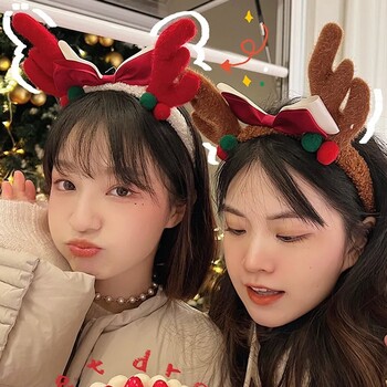 Καλά Χριστούγεννα Headband Reindeer Christmas Headwear Hair Band clasp Headwear Festival Party Cosplay Photo Prop Navidad 2025