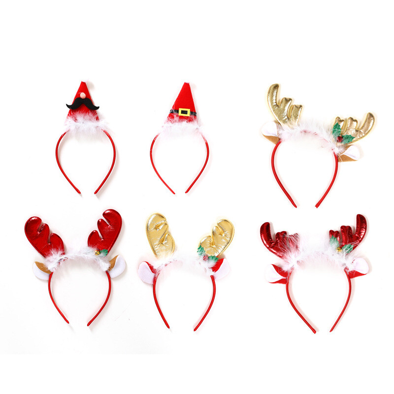 1PC Novogodišnji božićni obruč za kosu Božićno zvono od losovog roga Traka za glavu sa šljokicama Sretan božićni ukras Potrepštine za festivale Poklon za djecu
