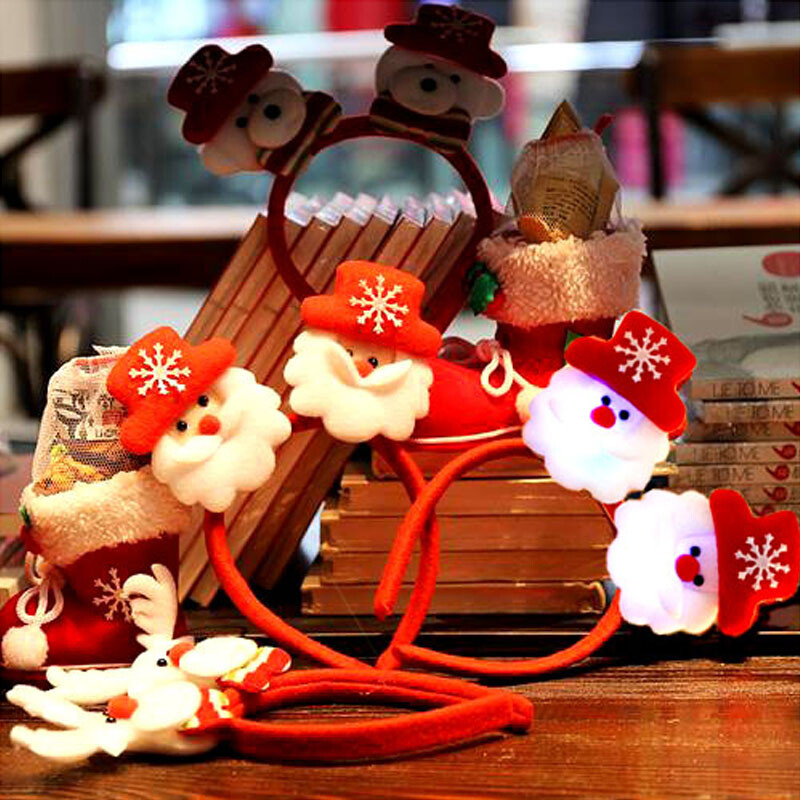 Kalėdinis Cosplay kostiumas Šviečiantis sniego senelis plaukų lankelis šviečiantis Kalėdų Senelio galvos raištelis merginoms moterims kalėdiniai Plaukų aksesuarai