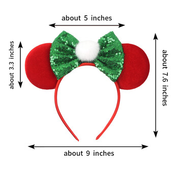 Καλά Χριστούγεννα Disney Sequin/Velvet Bow Mouse Ear Hairband Christmas Headband Γυναικεία Κοριτσίστικα Παιδικά Αξεσουάρ Cosplay