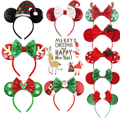 Καλά Χριστούγεννα Disney Sequin/Velvet Bow Mouse Ear Hairband Christmas Headband Γυναικεία Κοριτσίστικα Παιδικά Αξεσουάρ Cosplay