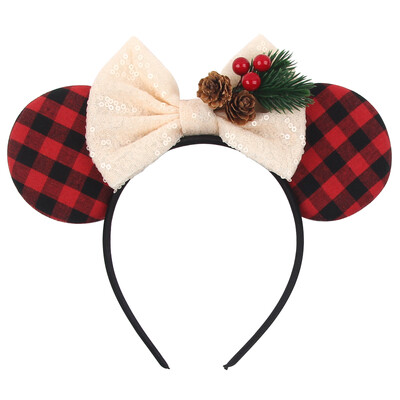 Boldog karácsonyt Disney flitter/bársony masni egérfül hajpánt karácsony napi fejpánt női lányok fesztivál Cosplay kiegészítők gyerekeknek