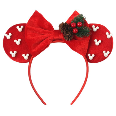 Boldog karácsonyt Disney flitter/bársony masni egérfül hajpánt karácsony napi fejpánt női lányok fesztivál Cosplay kiegészítők gyerekeknek