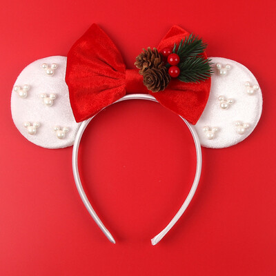 Boldog karácsonyt Disney flitter/bársony masni egérfül hajpánt karácsony napi fejpánt női lányok fesztivál Cosplay kiegészítők gyerekeknek