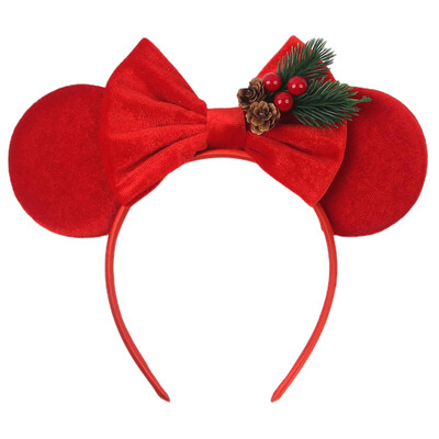 Boldog karácsonyt Disney flitter/bársony masni egérfül hajpánt karácsony napi fejpánt női lányok fesztivál Cosplay kiegészítők gyerekeknek