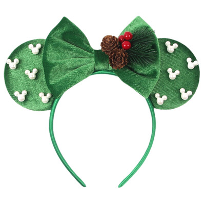 Boldog karácsonyt Disney flitter/bársony masni egérfül hajpánt karácsony napi fejpánt női lányok fesztivál Cosplay kiegészítők gyerekeknek