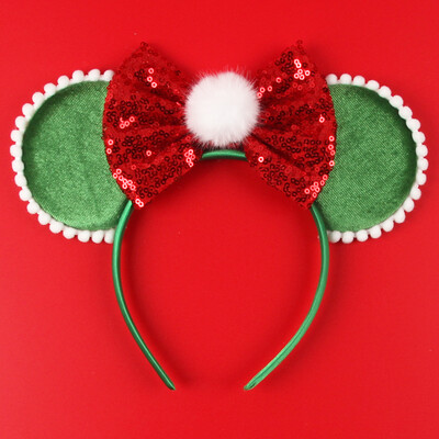 Boldog karácsonyt Disney flitter/bársony masni egérfül hajpánt karácsony napi fejpánt női lányok fesztivál Cosplay kiegészítők gyerekeknek