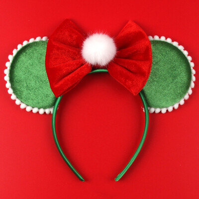 Boldog karácsonyt Disney flitter/bársony masni egérfül hajpánt karácsony napi fejpánt női lányok fesztivál Cosplay kiegészítők gyerekeknek