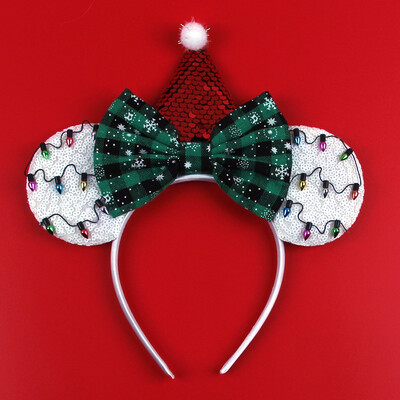 Boldog karácsonyt Disney flitter/bársony masni egérfül hajpánt karácsony napi fejpánt női lányok fesztivál Cosplay kiegészítők gyerekeknek