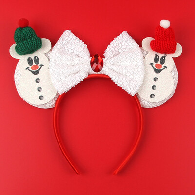 Boldog karácsonyt Disney flitter/bársony masni egérfül hajpánt karácsony napi fejpánt női lányok fesztivál Cosplay kiegészítők gyerekeknek