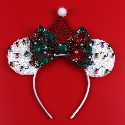 Boldog karácsonyt Disney flitter/bársony masni egérfül hajpánt karácsony napi fejpánt női lányok fesztivál Cosplay kiegészítők gyerekeknek