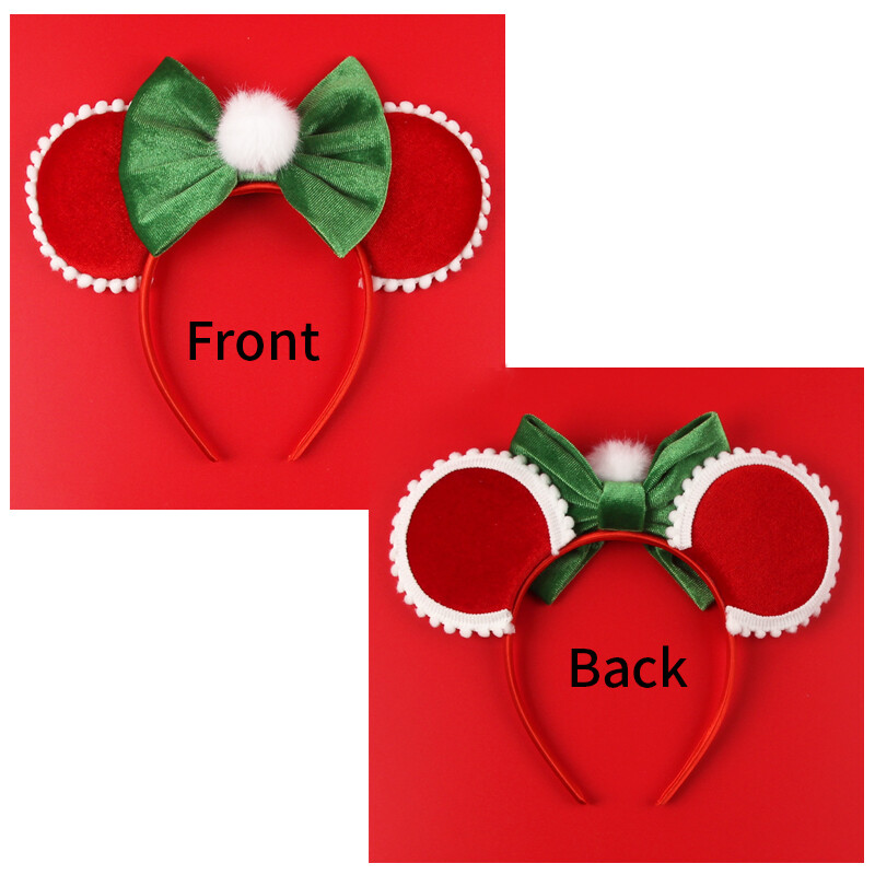 Boldog karácsonyt Disney flitter/bársony masni egérfül hajpánt karácsony napi fejpánt női lányok fesztivál Cosplay kiegészítők gyerekeknek