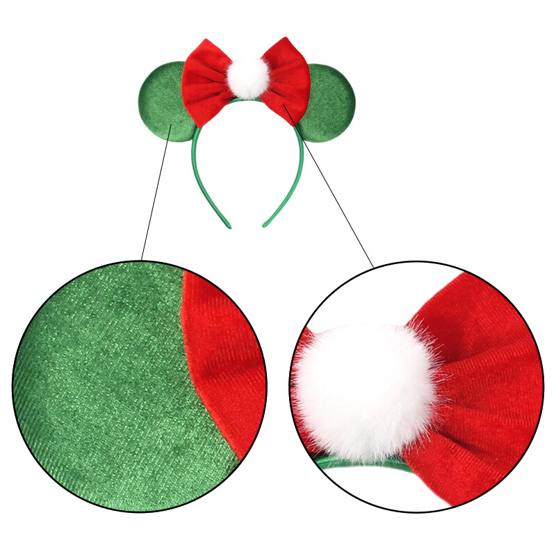 Boldog karácsonyt Disney flitter/bársony masni egérfül hajpánt karácsony napi fejpánt női lányok fesztivál Cosplay kiegészítők gyerekeknek