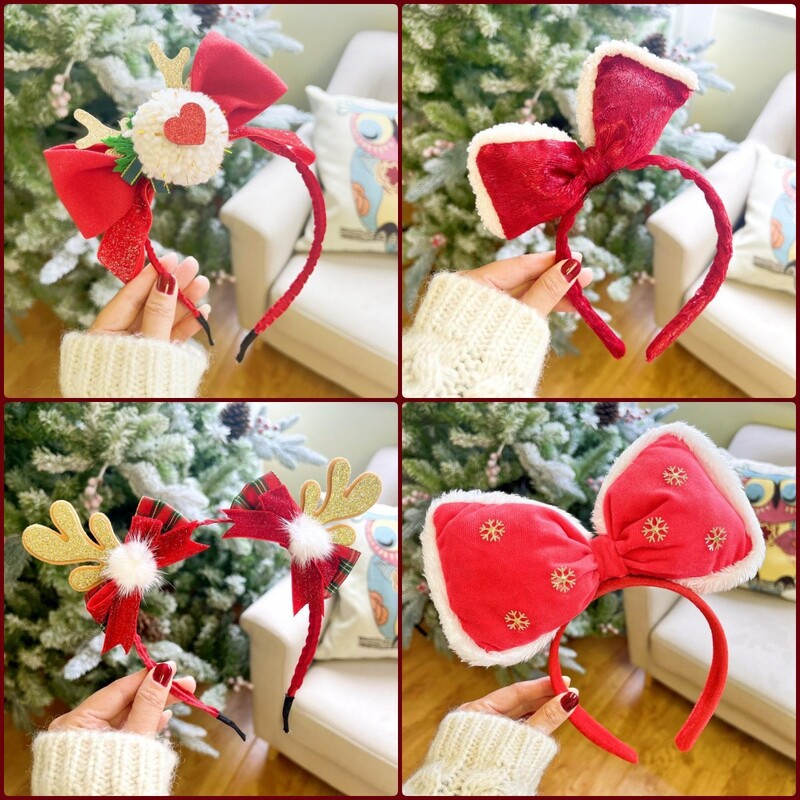 1 τεμ 2024 Χριστουγεννιάτικα αξεσουάρ μαλλιών με κορδέλα για τα μαλλιά Νέα κεφαλή κεφαλής με φιόγκο από κέρατο ελαφιού Χριστουγεννιάτικο φεστιβάλ Γλυκά και χαριτωμένα αξεσουάρ κεφαλής