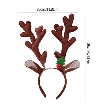 1PC Коледни еленови рога, лента за глава, лосови рога, уши, обръч за глава с червена камбана, коледно парти, аксесоари за коса Navidad 2024