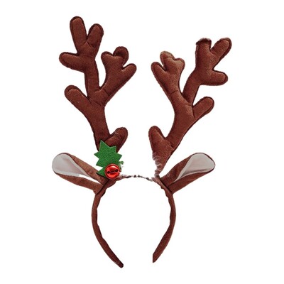 1PC Bandă de coarne de ren de Crăciun, coarne de elan, urechi, cerc pentru cap cu clopoțel roșu, accesorii de păr pentru petrecerea de Crăciun, 2024