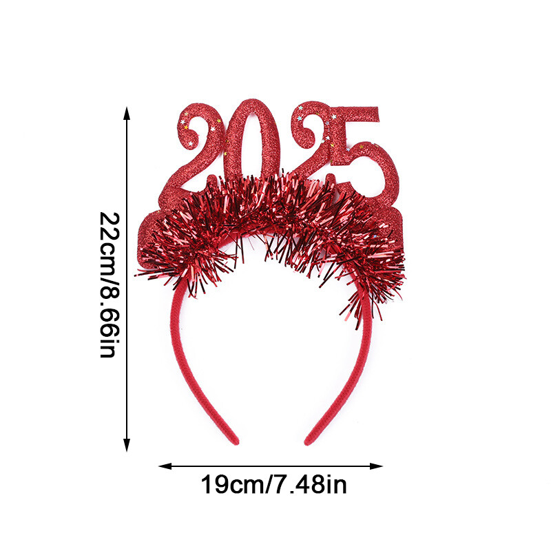 2025 m. Naujųjų metų galvos juostos moterims Vyrų Linksmų Kalėdų galvos apdangalai Blizgučiai aukso sidabro spalvos plaukų juostos Navidad Dovanos Nuotraukų rekvizitai