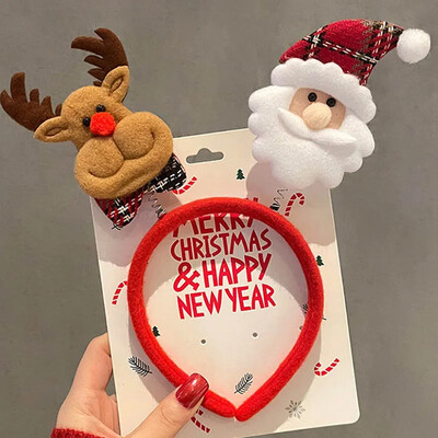 Raudona kalėdinė galvos juosta Animacinis filmas Kalėdų Senelis Sniego senelis Elnio ragas Plaukų juosta Linksmų Kalėdų dovanos vaikams Galvos apdangalai Laimingų Naujųjų Metų