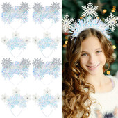 Χριστουγεννιάτικα Snowflakes Headband Glitter Hair Hoop Photo Props Χριστουγεννιάτικα ντεκόρ για πάρτι Αξεσουάρ μαλλιών Navidad Δώρα για πάρτι για την παραμονή της Πρωτοχρονιάς